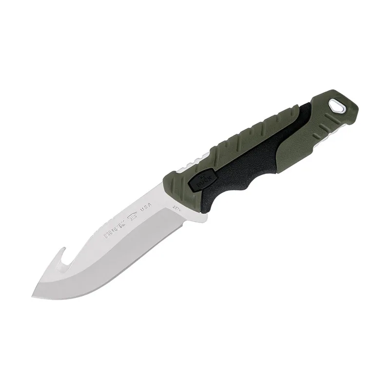 Buck Knives STE-0657GRG Cuchillo de Caza 657 Pursuit Large Guthook de hoja fija Drop Point de acero 420HC BOS de 11,4 cm con mango de Nylon rellena de vidrio Versaflex®. con funda de nylon