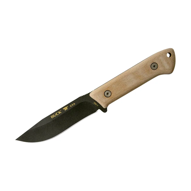 Buck Knives Buck Knive STE-0104BRS1 Cuchillo de Supervivencia Compadre Camp Knife® con Acero para muelles 5160 con recubrimiento Cerakote® de cobalto hoja de 11,4.cm y Mango Micarta de lona natural. Incluye funda de cuero