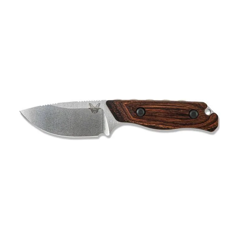Benchmade STE-15017 Cuchillo de Caza Hidden Canyon Hunter de Hoja fija Drop Point de 16,31 cm Acero inoxidable CPM-S30V 58-60 HRC y mango de madera estabilizada. Incluye Funda de cuero y correa de retención