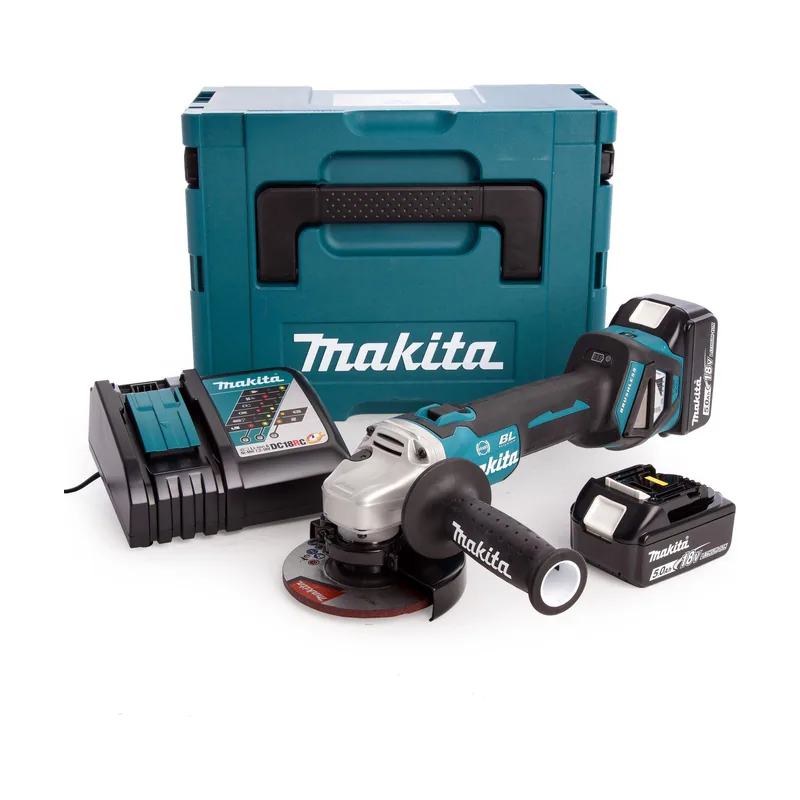 Makita DGA 504 RT3J battery angle grinder 18 V 125 mm brushless + 3 x battery 5.0 Ah + charger + Makpac