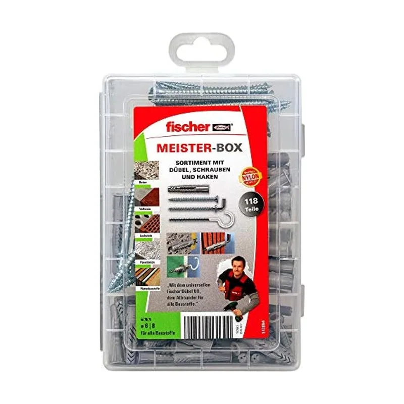 Fischer MEISTER-BOX UX 75 pieza s Juego de enchufes de pared y tornillos