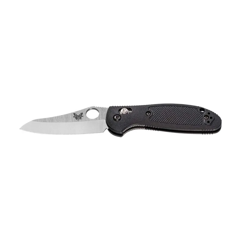 Benchmade STE-555-S30V Cuchillo de Supervivencia Mini Griptilian Axis hoja pata de oveja en Acero inox premiun CPM-S30V 58-60 HRC de 17.22 cm y Mango Grivory® negro texturizado con forros