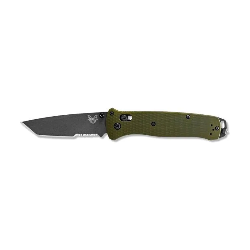 Benchmade STE-537GY-1 Cuchillo táctico Bailout con hoja Superacero CPM-M4 62-64 HRC de 20,5 cm y Mango Verde bosque anodizado aluminio 6061-T6