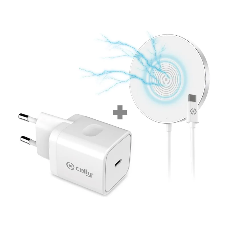 Celly Magchargekit Universal Blanco Corriente alterna Cargador inalámbrico Interior
