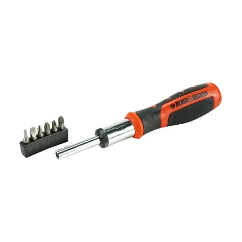 Black+Decker BDHT0-62129 BDHT0-62129-Destornillador de carraca con 6 multipuntas Intercambiables