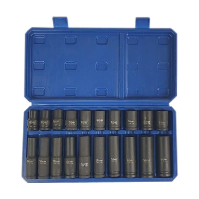 Silver Juego de vasos de impacto cortos y largos 1/2" 20 piezas