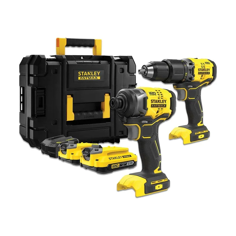 Stanley COMBO V20 Taladro Percutor BRUSHLESS + Atornillador de Impacto BRUSHLESS + Maletín TSTAK SFMCK461D2T-QW