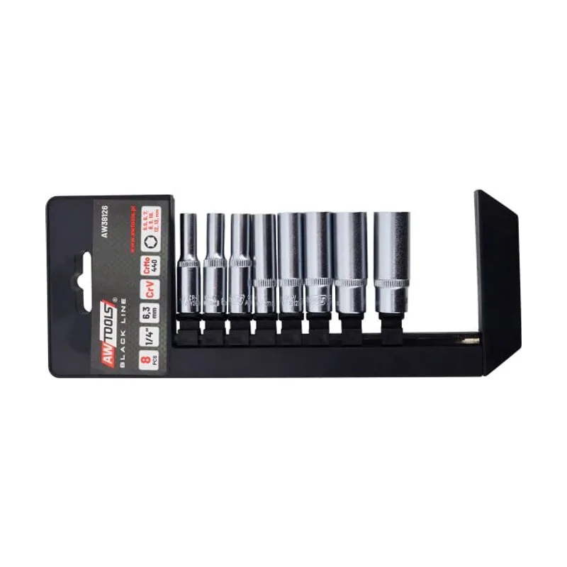Awtools Juego de Cabezas Largas 1/4" 8 piezas