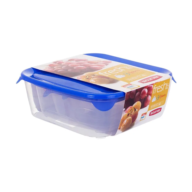 Keter "curver zestaw pojemników kwadratowych fresh&go 0,8l + 1,7l + 2,9l + 0,25l niebieski transparen