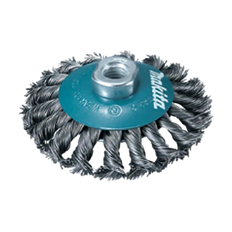 Makita Cepillo Cónico D-77584 de 115 mm con Alambre de Acero Inoxidable de 0,5 mm y Rosca M14