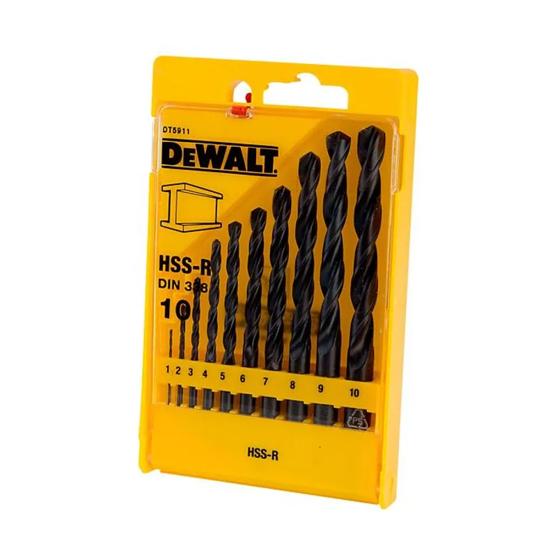 DeWalt dt5911-qz serie 338 HSS-R DIN Jobber Set de brocas para metal 10 unidades