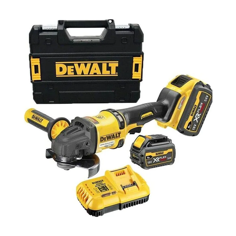 DeWalt Mini-Amoladora sin escobillas XR FLEXVOLT 54V 125mm con 2 baterías 54V/18V Li-Ion 6Ah Electrónica