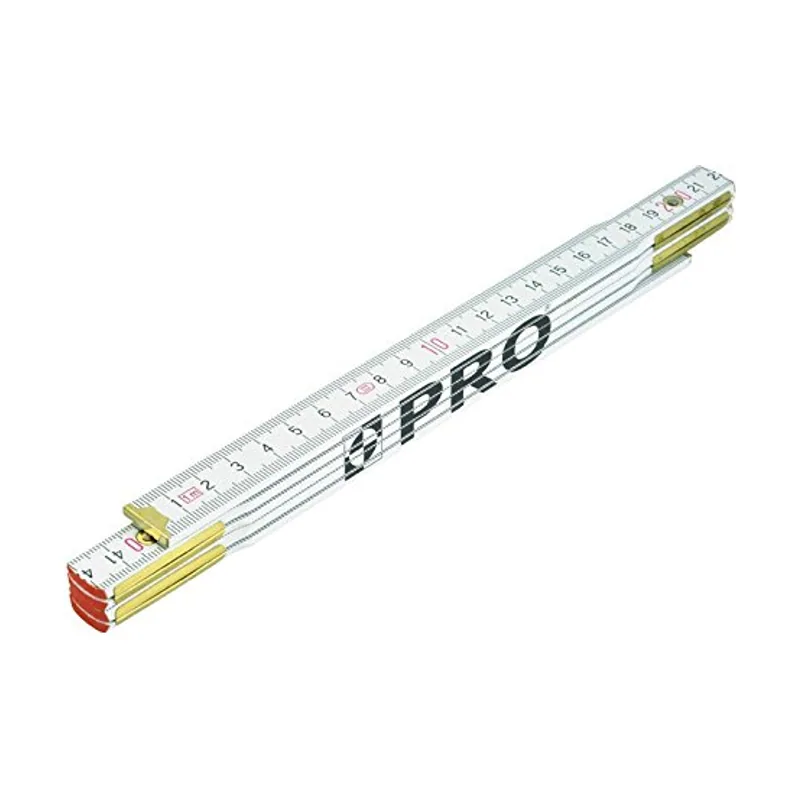 Pro Regla de madera plegable blanca de 1 metro con puntas de metal y juntas