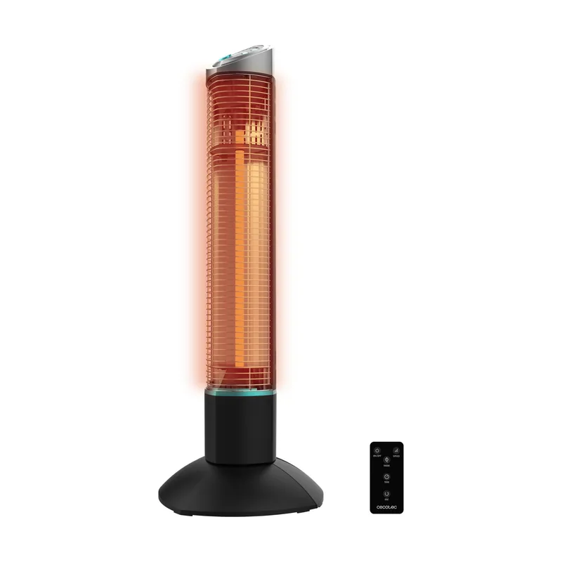 Cecotec Calefactor Eléctrico de Exterior de Torre ReadyWarm 1000 Power Tower. 1000 W en 2 Niveles