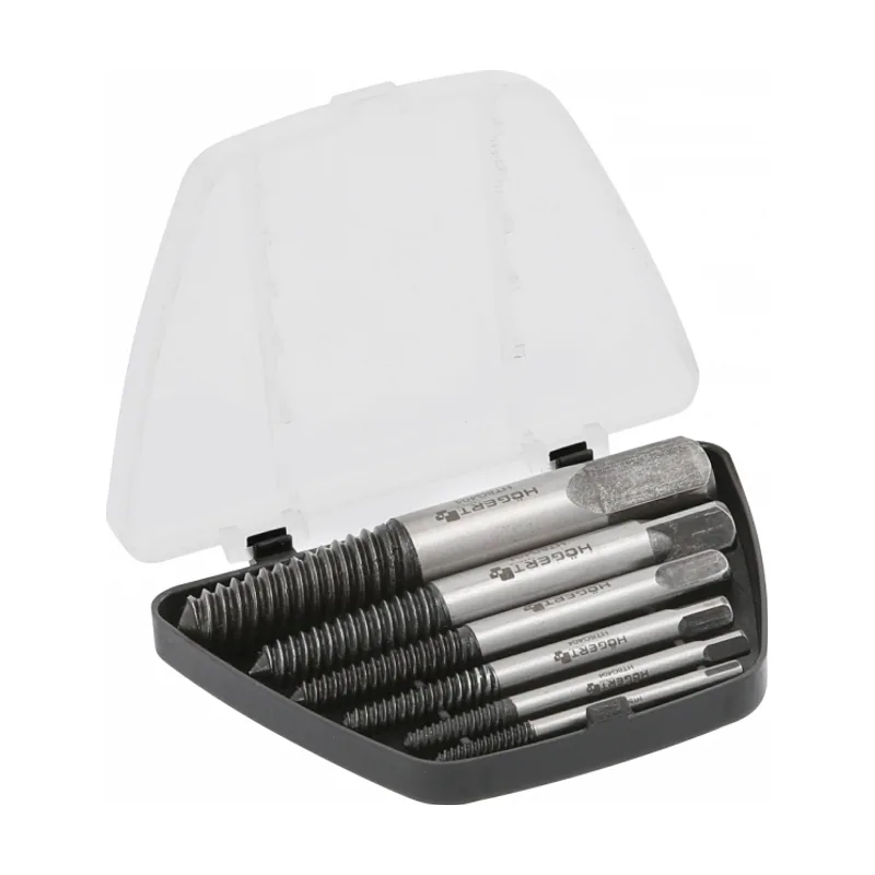 Gtv Juego de extractores para tornillos/núcleos rotos Hogert 6 piezas