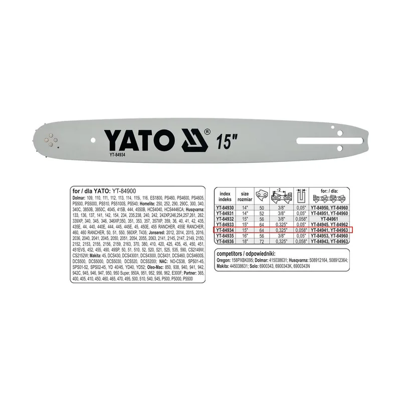 Yato YT-84934 espada de motosierra
