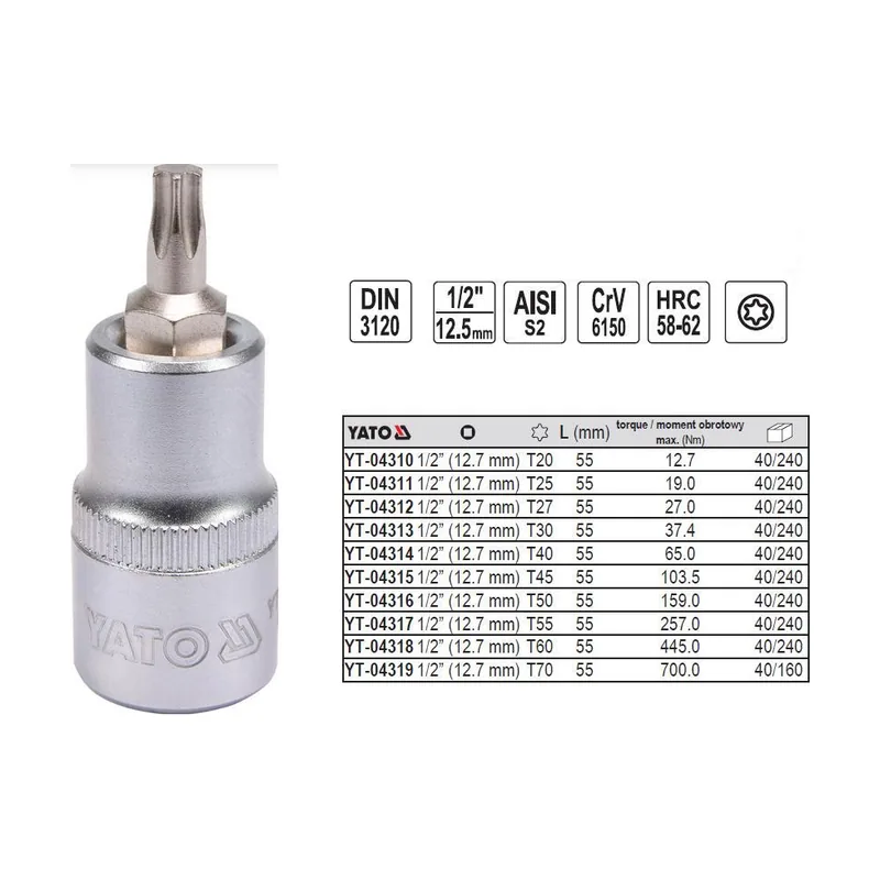 Yato YT-04314 punta de destornillador 1 pieza s