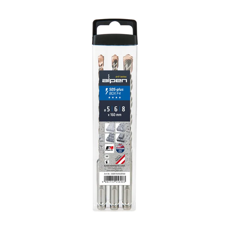 Alpen-maykestag ALPEN 9084058 Estuche Brocas SDS Plus F4 3 Piezas Ø 5/6/8 mm