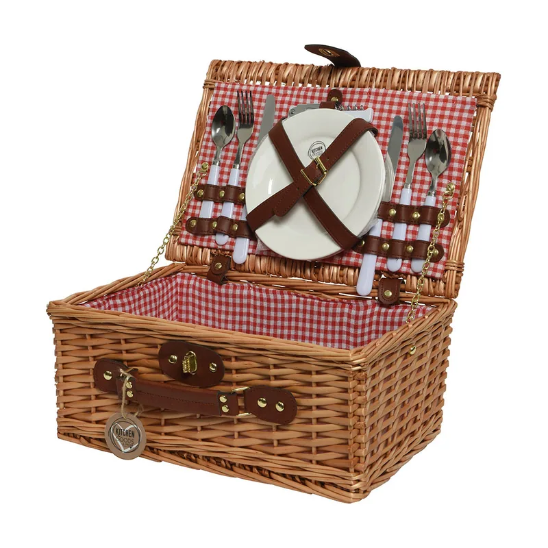 EDM Set de picnic con cuchillo y tenedor de mimbre