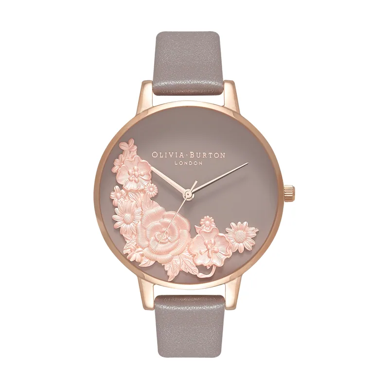 Olivia burton Reloj Analógico de Cuarzo para Mujer con Correa en Piel