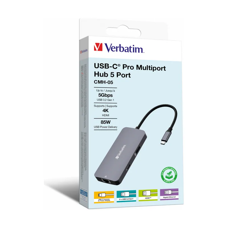 Verbatim USB-C Pro Multiport Hub 5 en 1 Multiport Adaptador USB-C a HDMI