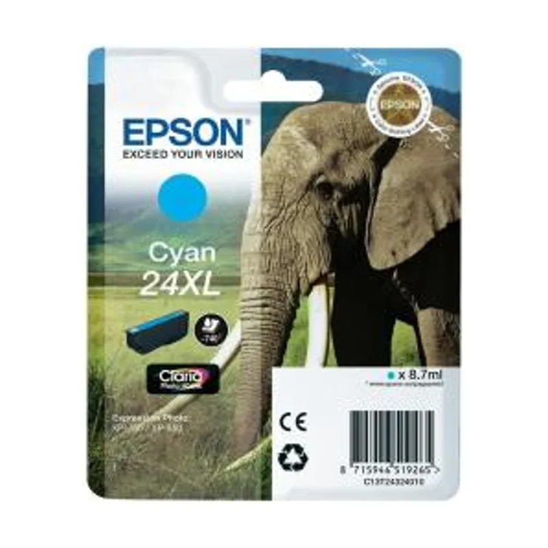 Epson Elephant Cartucho 24XL cian etiqueta RF