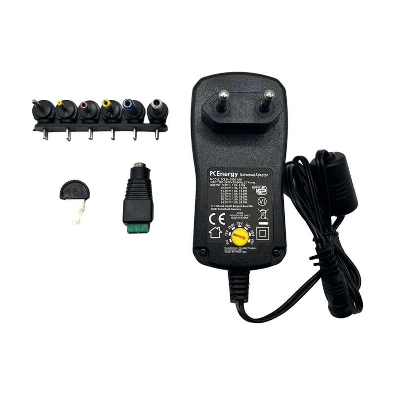 PCEnergy Alimentador Universal Salida 9-24vdc 1000ma 7 Conectores Pce24-1000-uni