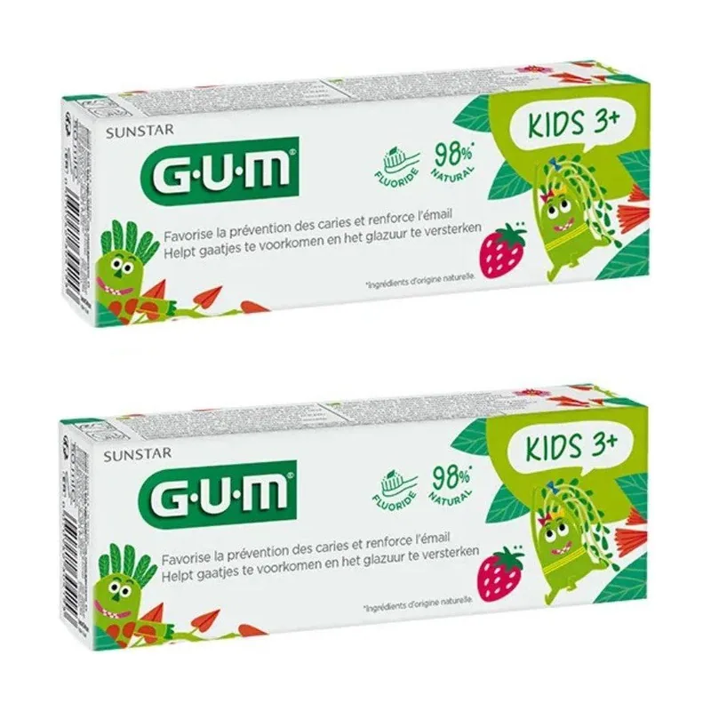 Sunstar Gum Duplo Kids 3+ Pasta Dental Sabor Fresa 2x50 Ml