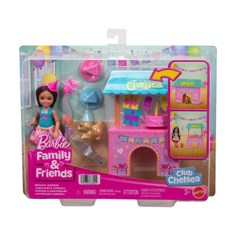 Mattel Barbie Club Chelsea Muñeca y set de juego fiesta de cumpleaños