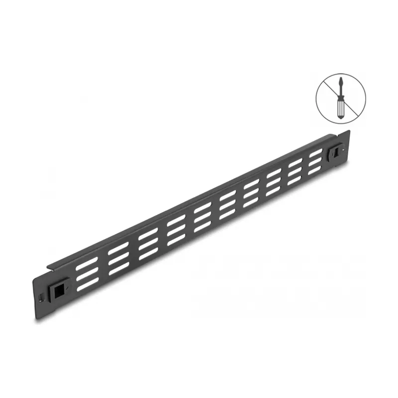 Delock Panel de gabinete de red con ranuras de ventilación sin herramientas de 19" 1U