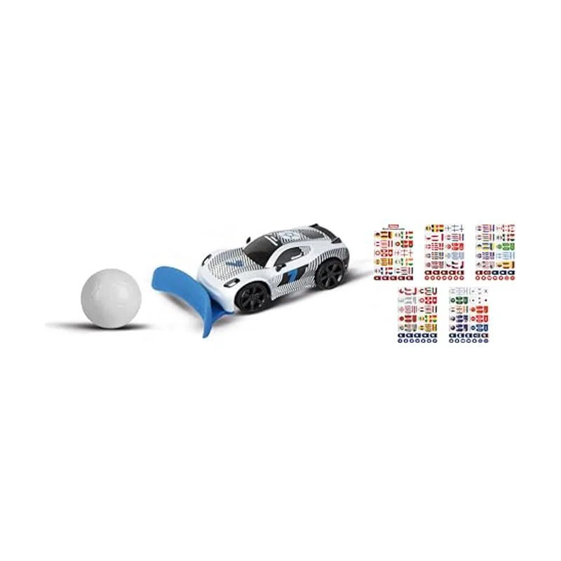 Carrera Vehículo RC Campeonato Mundial de Fútbol Mini RC Blanco I 2.4 GHz Coche con Pegatinas de 48 Países I Hasta 5 km/h y 15 minutos Tiempo de juego I Para niños a partir de 6 años