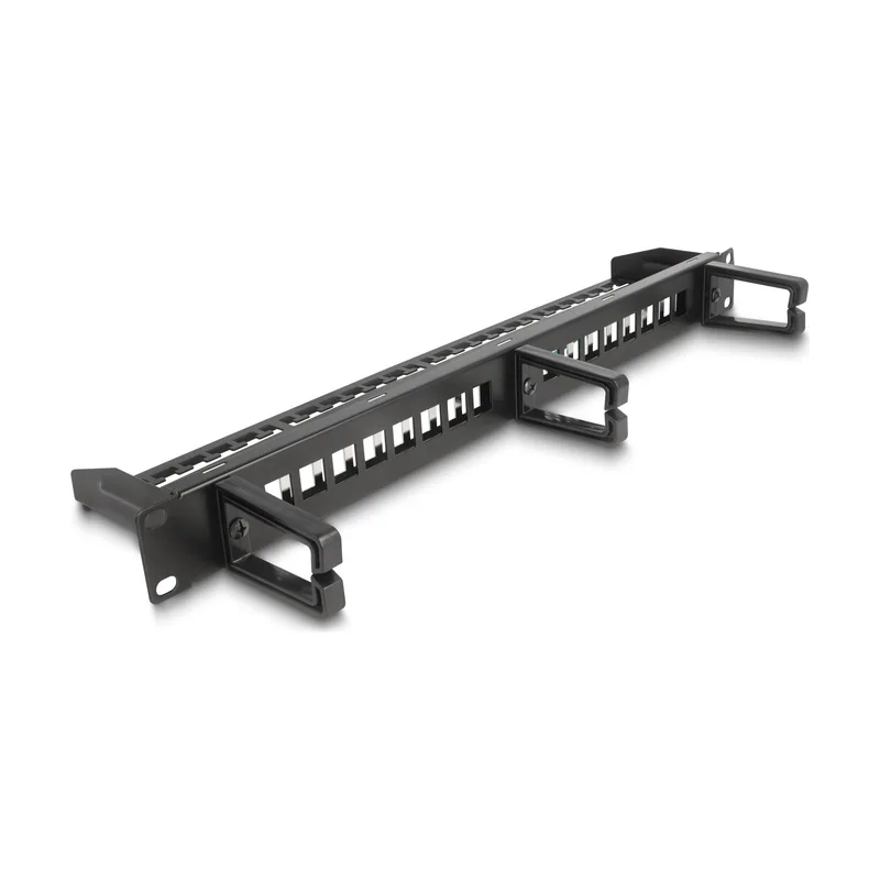 Delock Panel de conexión Keystone de 19" de 16 puertos con 3 ganchos y alivio de tensión 1U