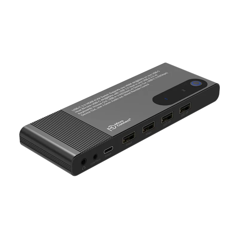 Microconnect HDMI & USB-C KVM Switch 2-Port interruptor KVM