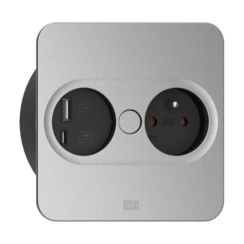 Bachmann 946.015 toma de corriente Type E + USB A + USB C