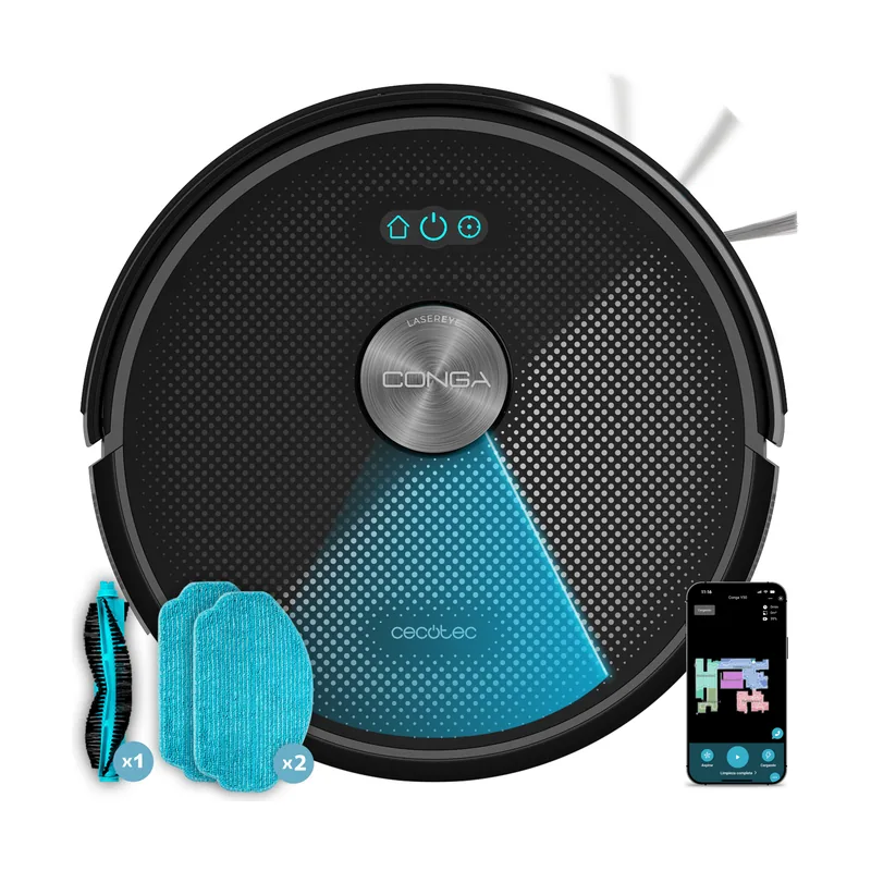 Cecotec conga m50 x-treme. navegación láser. 5000 pa de presión de succión