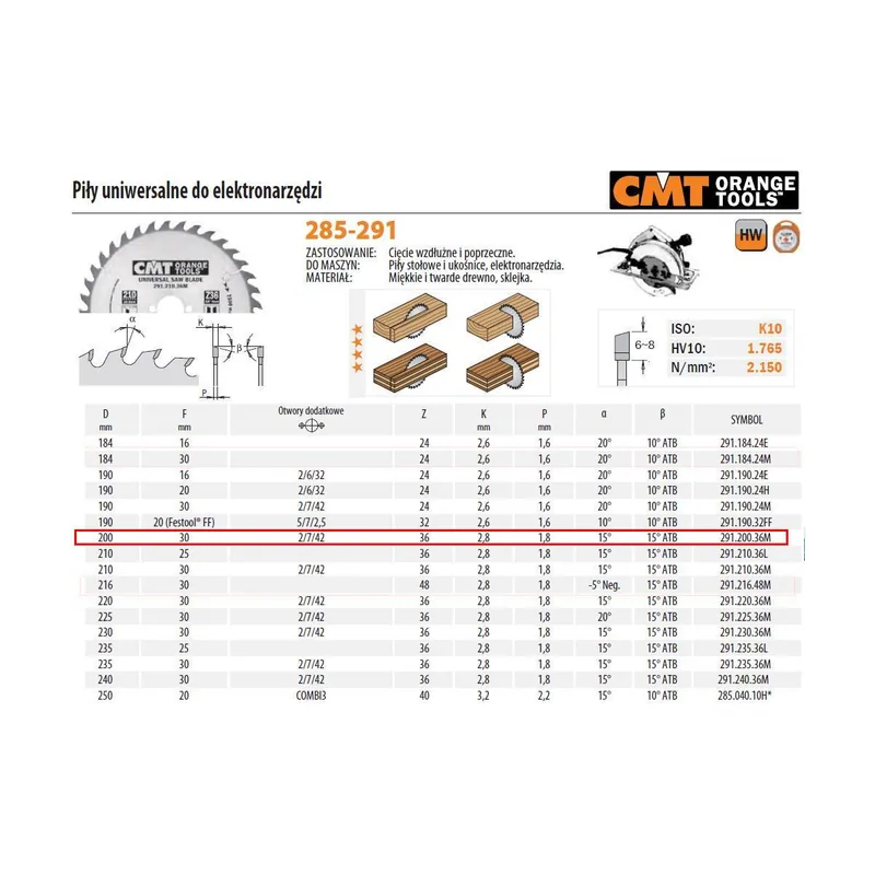 8 CMT Orange Tools 291.200.36M