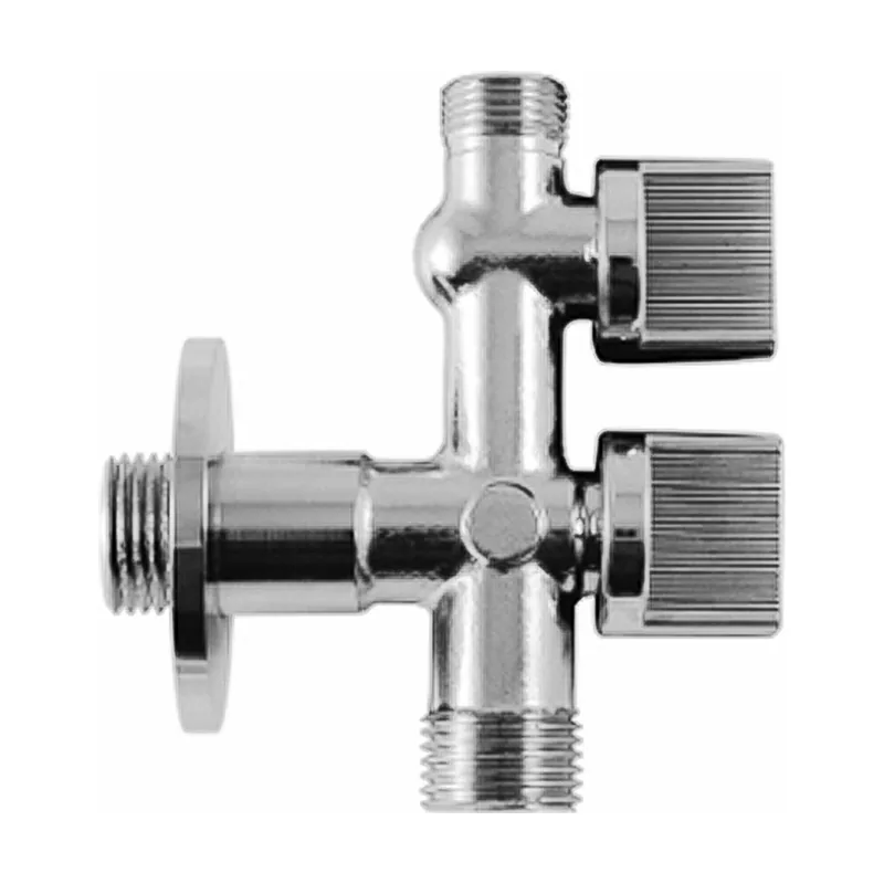 Wolfpack linea profesional Llave de escuadra doble salida 3/4" y 3/8". entrada de 1/2". llave de paso doble
