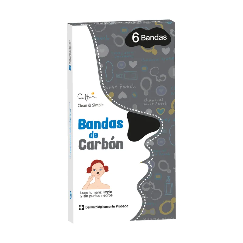 Cettua, cettua, charcoal, cleansing & exfoliating, nose sheet strips, 6 pcs
