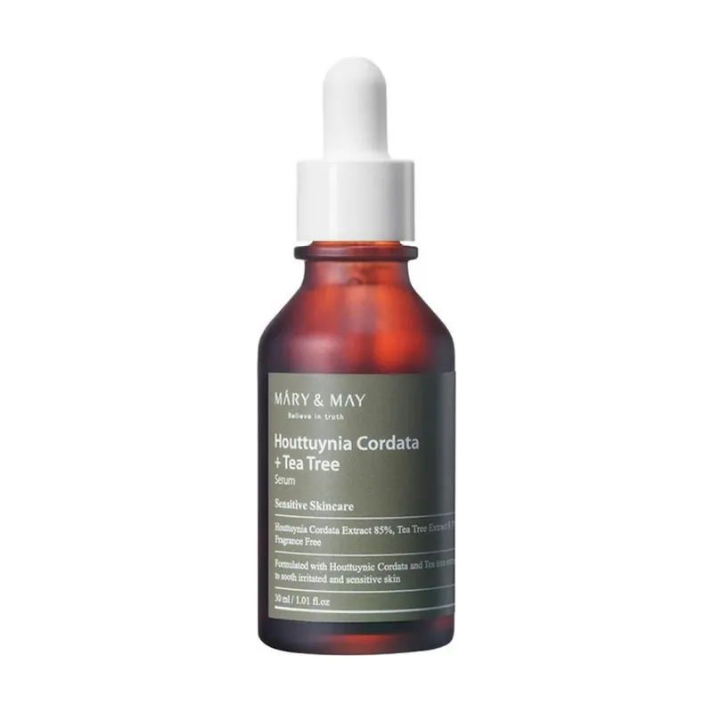 Mary and may, houttuynia cordata +tea tree, soothing, daily, serum, for face, 30 ml