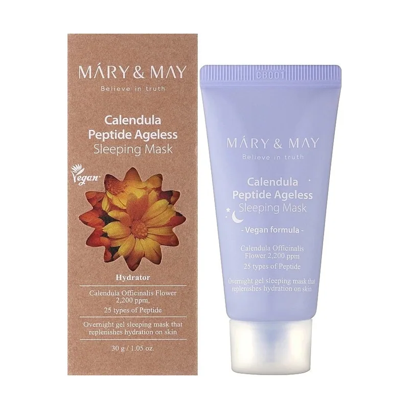 Mary and may, calendula peptide ageless, hydrating & calming, night sleeping mask, 30 g