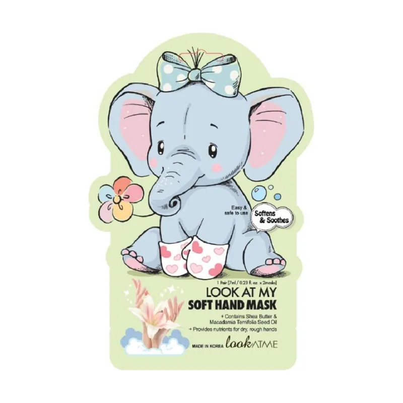 Look at me, soft, shea butter, softening, hand sheet mask, 14 g