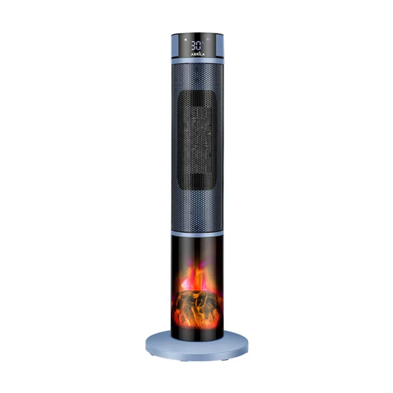 Abrila Termovent.vert.ceramico everton alto 2000w azul/negro c/remoto 2pot. 4fun.oscilante,antivuelco,efecto llama 106x31x31cm