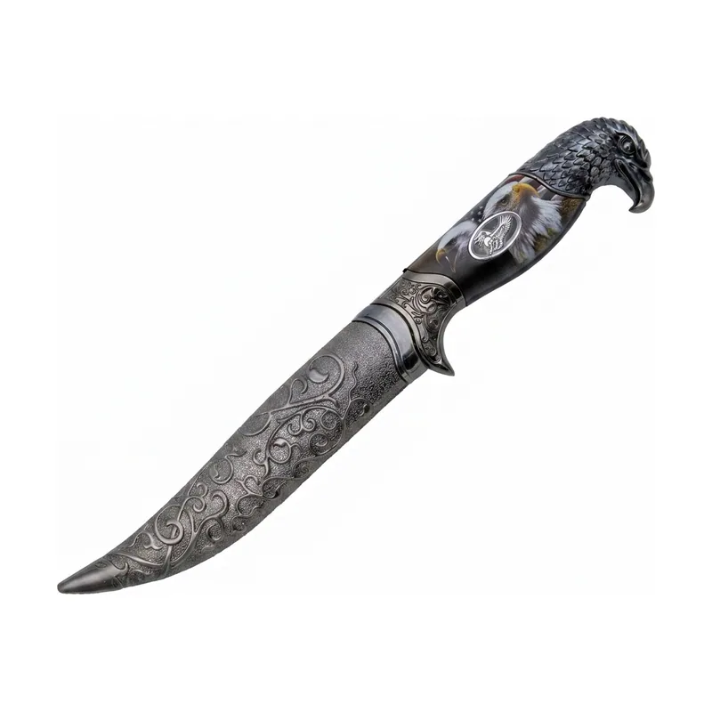 Amont Daga Decorativa S0524A Águila 31,5 cm con Hoja de Acero Grabada 16,5 cm y Funda Níquel en Relieve