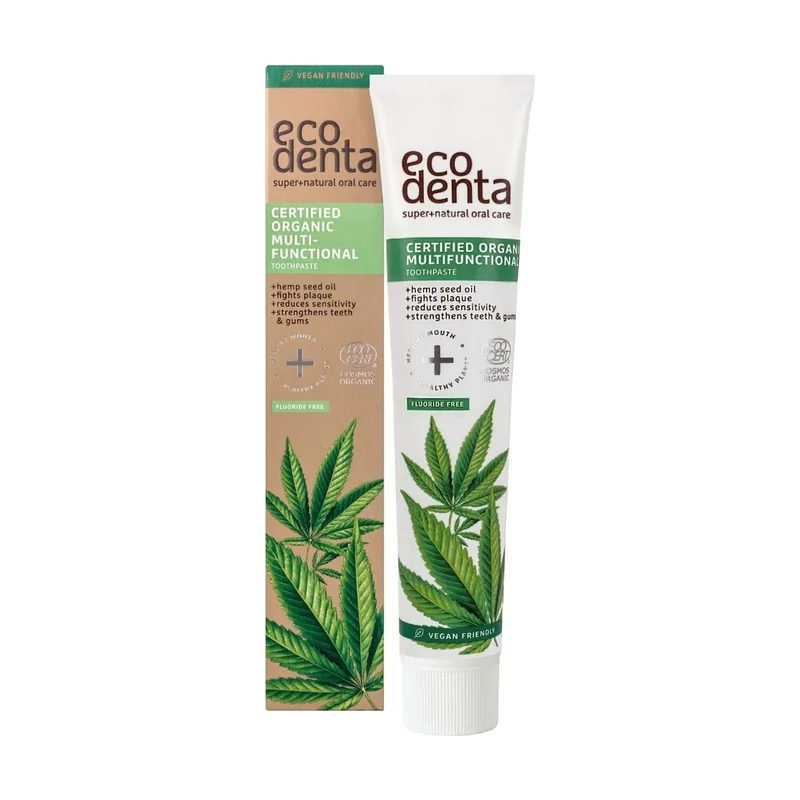 Ecodenta Pasta de dientes sin flúor Multifuncional 75ml Pasta de dientes certificada ecológica con Matcha Citrato de potasio Jugo de aloe vera Aceite esencial