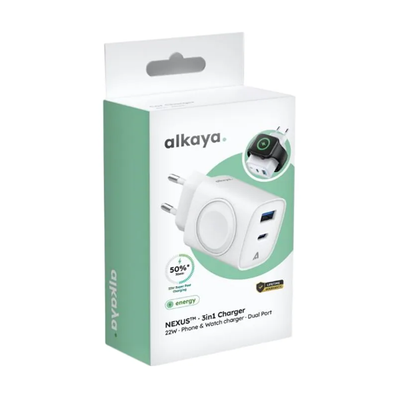 Alkaya Cargador múltiple 3 en 1 USB C aund A