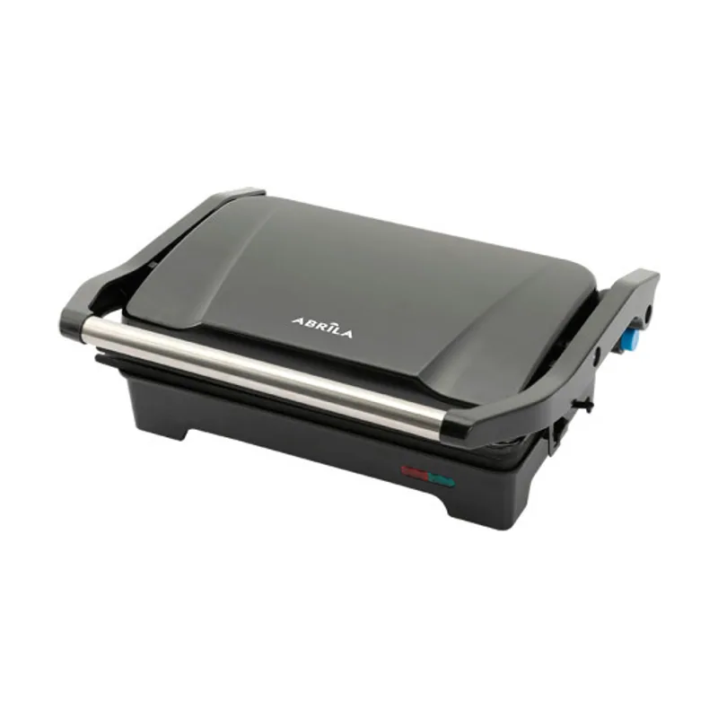 Abrila Grill parrilla rabion 1200w negro apertura 180º placa 26x16,5cm antiadh.luz ind.tact.fro 11,5x29,5x26cm