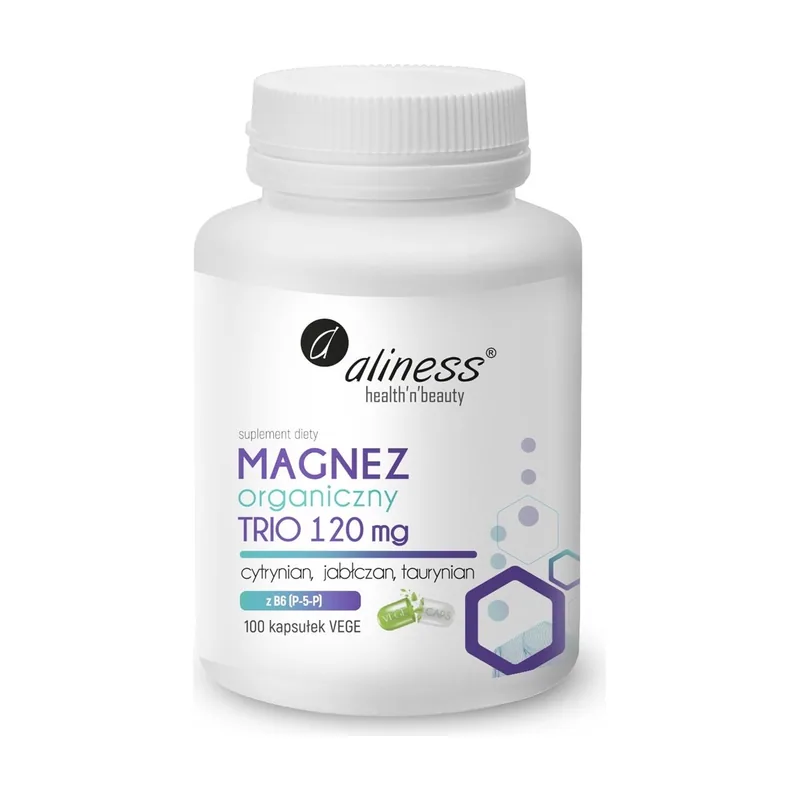 Aliness magnez organiczny trio 120 mg z b6 p-5-p x 100 vege kaps.