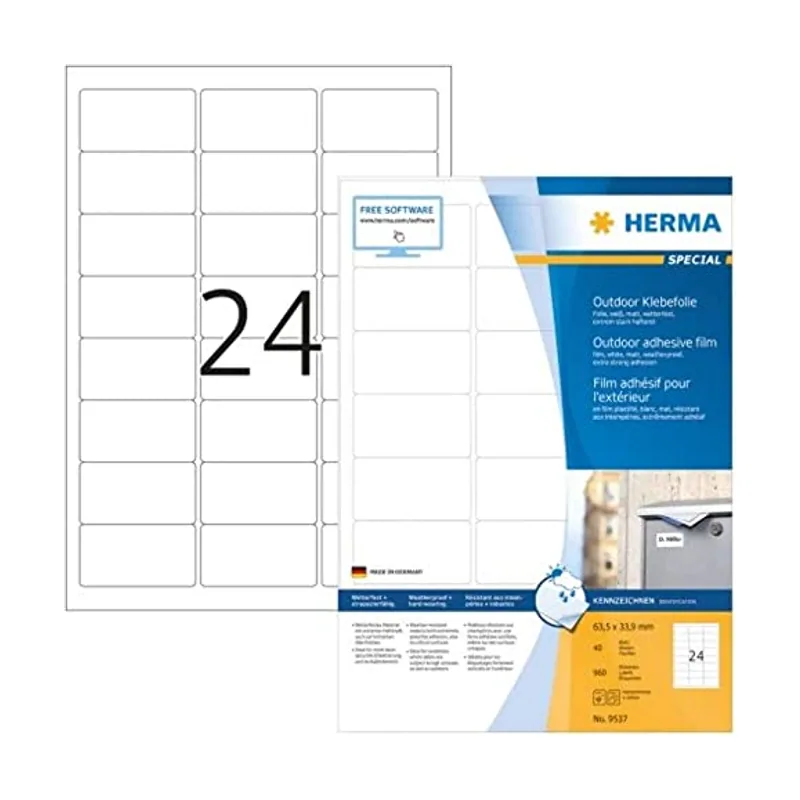 Herma 9537 etiqueta autoadhesiva Rectángulo Blanco 960 pieza s