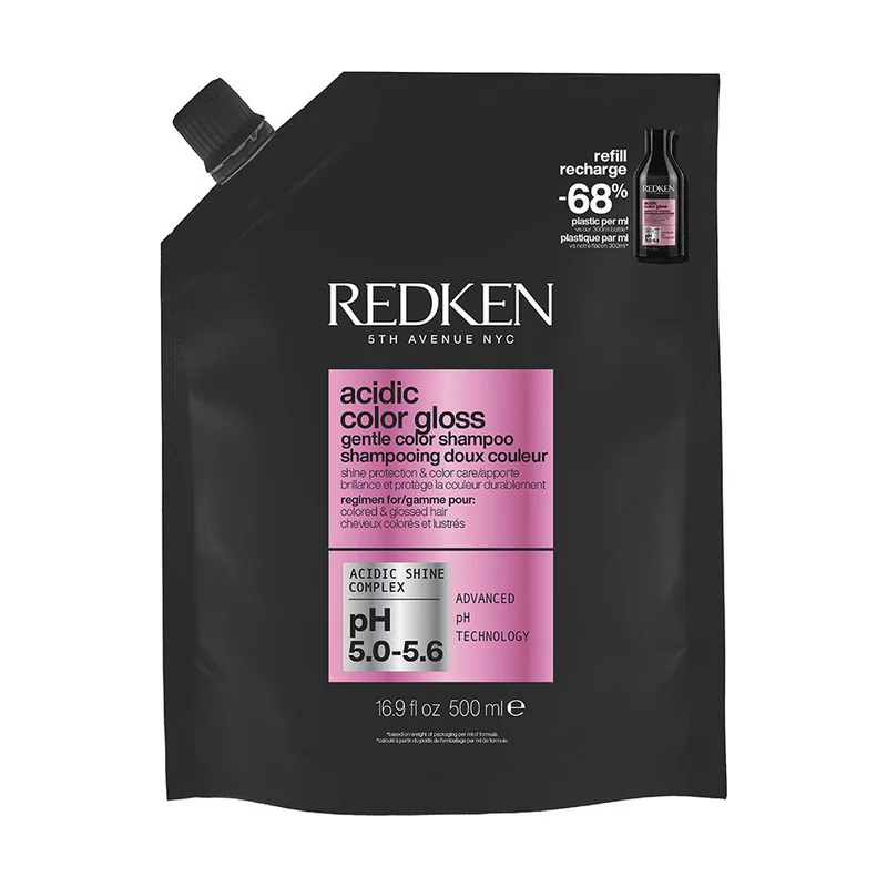 Redken ACIDIC GLOSS champú sin sulfatos potencia el brillo de tu recarga 500 ml