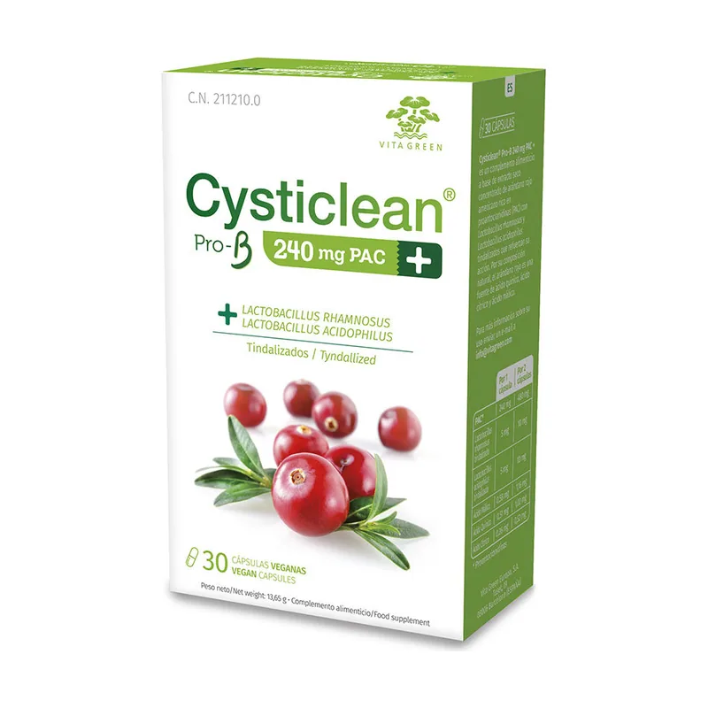 Cysticlean ProB 240 mg PAC y Probióticos con Arándano Rojo cápsulas 30 u